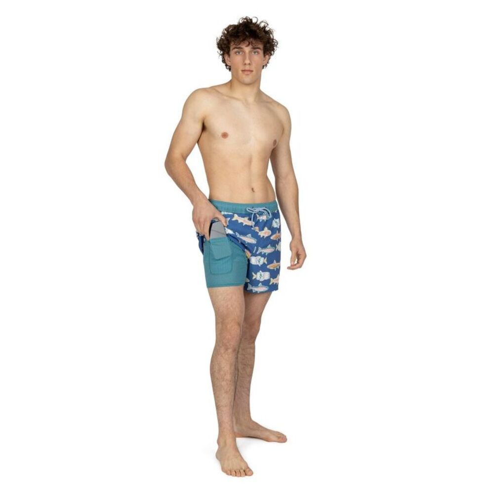 Party Pants Men's Buzz Worthy Swim Shorts - Blue Fish S - Picture 4 of 4